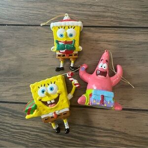 Lot of 3 Nickelodeon SpongeBob and Patrick Holiday Ornaments